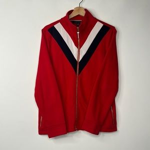 Tommy Hilfiger Chevron Striped Jacket Blazer Womens Size L Red Navy White